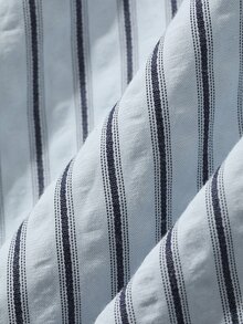 DAZY Kemeja Motif Garis-Garis dengan Bahu Longgar untuk Musim Gugur - Biru - View 7