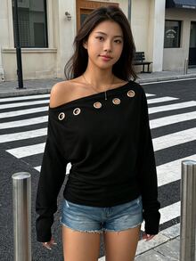 SHEIN 青少年（女）衛衣 - 黑色 - 查看 3