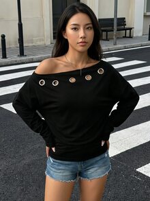 SHEIN 青少年（女）衛衣 - 黑色 - 查看 4