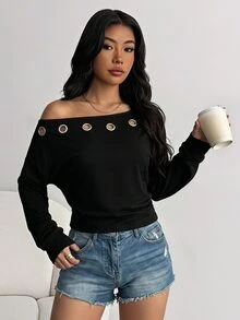 SHEIN 青少年（女）衛衣 - 黑色 - 查看 2