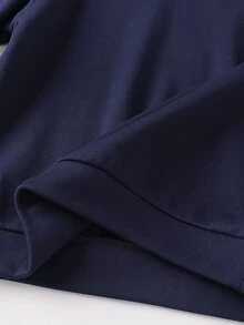 SHEIN 2件組青少年男孩海軍藍保暖內裡連帽衛衣圖案印花慢跑褲套裝，返校秋季款 - 寶藍色 - 查看 9