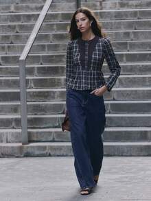 Nöista Part Of A Set, Plaid Blouse Button Down. Everyday Outfits, Office, Vacation, Set, Coord, Autumn, Winter, Day. - Brown - View 5