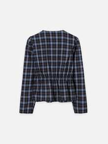 Nöista Part Of A Set, Plaid Blouse Button Down. Everyday Outfits, Office, Vacation, Set, Coord, Autumn, Winter, Day. - Brown - View 8