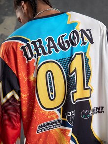 SHEIN How to Train Your Dragon قميص كاجوال طويل الأكمام للرجال بطبعات حرفية وكرتونية، خريف - متعدد الألوان - مشاهدة 4