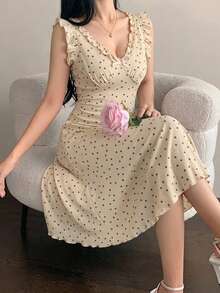 DAZY Vestido de Dormir com Babado e Estampa Floral Miúda - Damasco - Visão 3