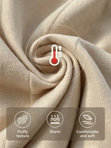 SHEIN Clasi Mantel Wol Panjang Sedang Longgar dan Menawan untuk Komuter Musim Gugur/Dingin Warna Solid, Kancing Tersembunyi, Desain Tetap, Satu Sisi - Red and White - View 3