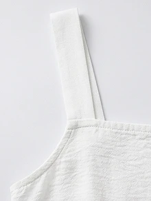 Zayélia Tank Top Wanita Kasual Musim Panas Warna Polos dengan Kancing Depan - Putih - View 3