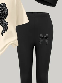 2pcs/Set Baju Kasual Chic Anak Perempuan dengan Motif Kupu-kupu dan Legging, Nyaman untuk Dipakai Sehari-hari di Musim Semi, Musim Panas, dan Musim Gugur - MultiWarna - View 5