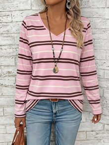 EMERY ROSE Áo thun sọc hồng phong cách preppy size lớn phù hợp cho mùa xuân và mùa thu - Nhiều màu - Xem 4