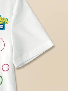 SpongeBob SquarePants | SHEIN Young Girl Summer Casual Cartoon Print Dress - White - View 4