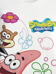 SpongeBob SquarePants | SHEIN Young Girl Summer Casual Cartoon Print Dress - White - View 5