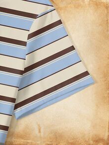 HARRY POTTER X SHEIN Kaos Kasual Lengan Pendek Leher Bulat Motif Garis Huruf untuk Wanita Ukuran Besar - Putih - View 6