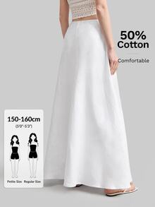 Ontre Petite PETITE 2026SS 新款亞麻混紡女款裙，純色寬鬆版型，白色大 A 字裙附口袋，適合辦公室、野餐穿著，百搭優雅高貴，秋季 - 白色 - 查看 5