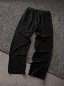 Mainfolk Men's Casual Versatile Solid Color Long Pants With Belt - Black - View 2