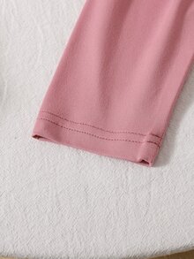 2pcs Toddler Girl Sweatshirt Leggings Set Sweet Pink Cream Floral Ribbed Long Sleeve Round Neck Regular Birthday Party Fall Fall Clothes Pullover Knit - Red - View 8