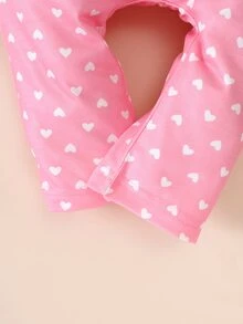 SHEIN Newborn Baby 3-Piece Bodysuit Set: White Flutter-Sleeve Romper With Pink Elephant, Pink Heart-Print Pants & Matching Headband, Cute Outfit For Infant - Multicolor - View 8