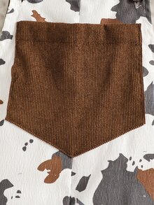 SHEIN Playful Pals 幼童男童西式牛仔白色黑波點秋季可愛首週年農場圖案印花口袋吊帶連身褲 & 帽子 - 白色 - 查看 8