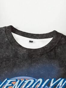 Rick and Morty X SHEIN Slogan & Cartoon Figure Graphic Washed Pullover Sweatshirt - White - View 5