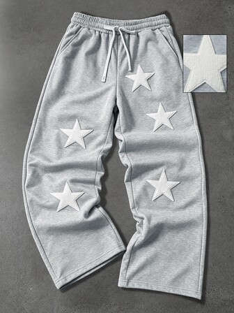 Street Life Pantaloni della tuta da uomo in tessuto di spugna ricamati, vestibilità ampia