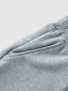 ROMWE MEN Street Life Men's Loose Fit Embroidered Towel Fabric Sweatpants - Grey - View 5