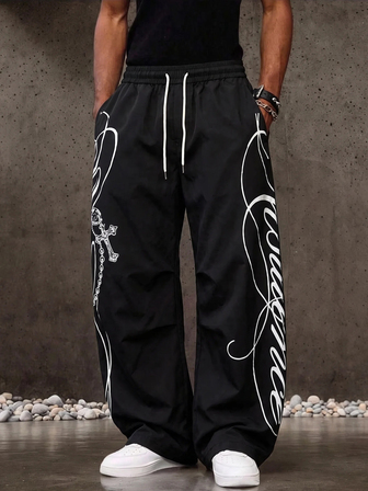 Pantaloni lunghi da uomo con stampa e vestibilità ampia