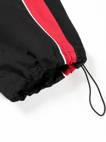Manfinity Denimwave Men's Letter Print Drawstring Waist Loose Casual Sports Long Pants - Black - View 6