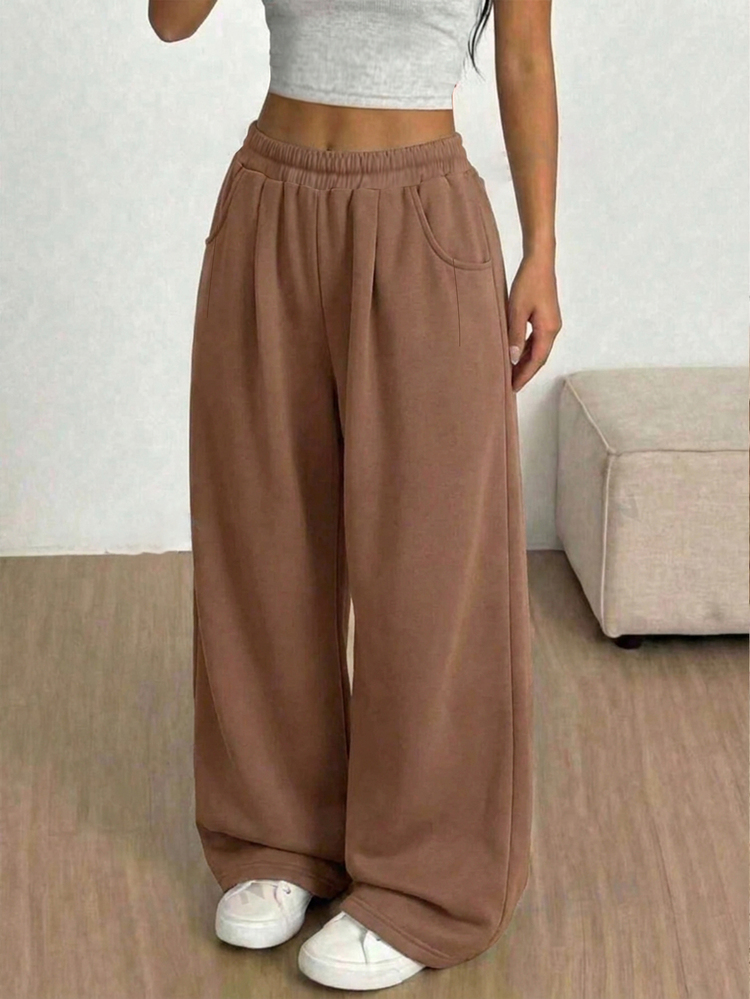 SHEIN Tween Girls Pants - Coffee Brown - View 1