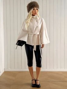 SHEIN EZwear 女款性感時尚蕾絲拼接PU材質七分褲 - 黑色 - 查看 5