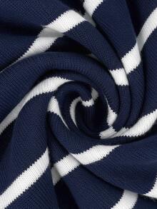 CosyJoli Suéter de talla grande con patrón de rayas - Azul Marino - Ver 7