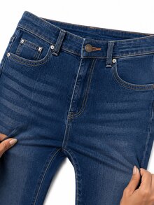 Zerodot Women Denim Skinny Fit Slit Jeans Casual Daily Fall Pre Fall - Navy Blue - View 7