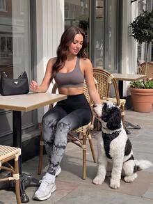 Leggings moldeadores de talla grande para mujer,   Mallas sin costuras de cintura alta para mujer - Tacto suave y elástico, secado rápido y transpirable con estiramiento en 4 direcciones que - Albaricoque - Ver 4
