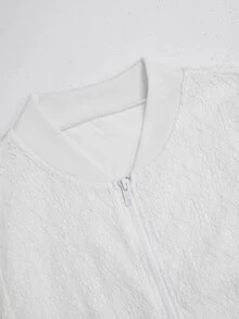 Medorina Jaket Renda Polos Kasual Musim Gugur untuk Wanita - Putih - View 7