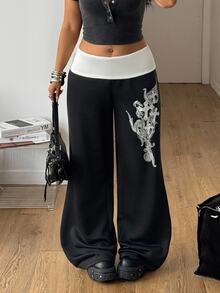Coolane Women's Plus Size Fall Going Out Date Night Formal Rave Outfit Punk 90s Casual Vacation Goth Streetwear Vintage Y2K Graphics Stretchy Trousers Fall - Black and White - View 5