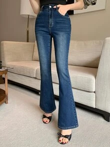 DAZY Women's Slim Fit Sexy Flare Jeans, Casual Long Pants Suitable For Music Festivals, Spring/Summer/Autumn - Dark Wash - View 6