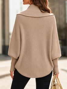 SHEIN Light Pink New Knit Cardigan, Buttonless Open Shawl Collar Cape Style - Dusty Pink - View 3
