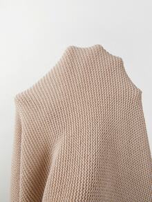 SHEIN Light Pink New Knit Cardigan, Buttonless Open Shawl Collar Cape Style - Dusty Pink - View 6