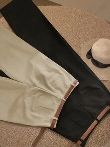 Resyla 女士黑白休闲裤，适合通勤、户外活动、办公、夏季和秋季穿着（不含腰带） - 彩色 - 查看 2