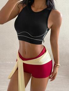 Dewbera Dewbera 1pc/Regular Tank Top/Basic Style/Black/Sports Tank Top/Fitness/Yoga Seamless - Black - View 5