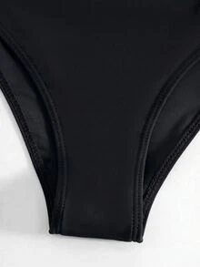 Swim SXY 3件套女士夏季沙滩度假露背比基尼套装及罩衫 - 黑色 - 查看 6