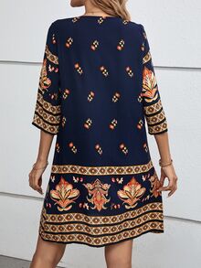 EMERY ROSE Váy dài màu xanh cổ buộc tua rua hoa Đầm mùa hè - Nhiều màu - Xem 2