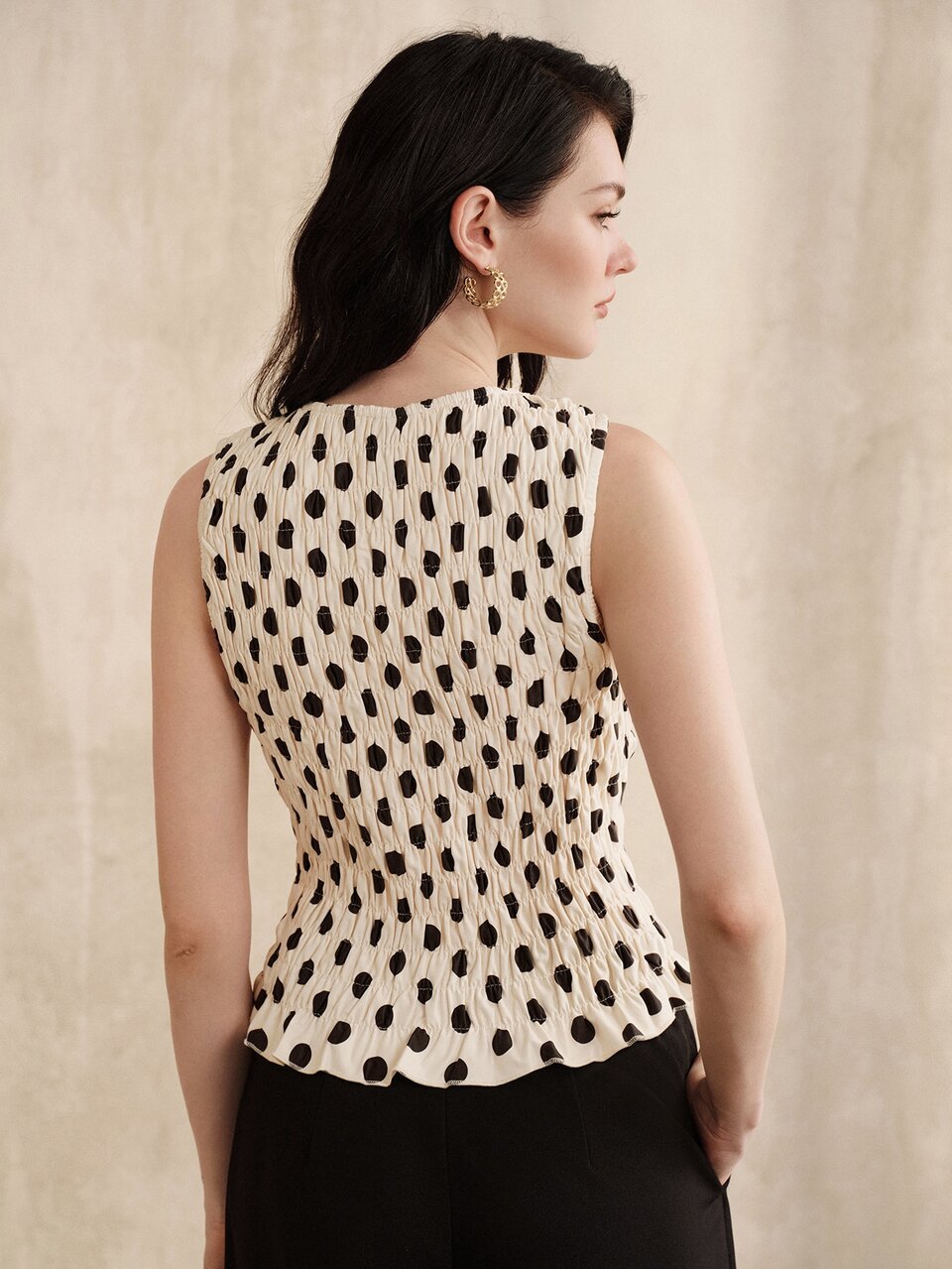 Anewsta Women's New Elegant Round Neck Yellow Polka Dot Blouse, Elegant Modern Women's Top, Women's Casual Top, Polka Dot Blouse, Pretty Blouses, Graphic Tees Women