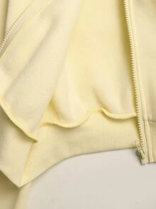 SHEIN Teen Girls Autumn Hoodie & Sweatshirt Co-Ords Yellow Knit Hoodie & Sweatpants 2 Pieces Set - Yellow - View 7