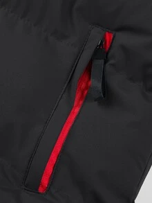 Manfinity Homme Men's Hooded Zipper Vest Winter Coat , Fall Winter - Black - View 6