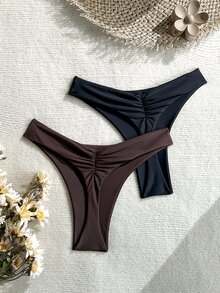 Swim SXY 女士黑色和棕色性感沙滩比基尼泳裤，适合夏季度假 - 彩色 - 查看 3