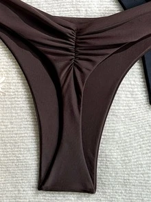 Swim SXY 女士黑色和棕色性感沙滩比基尼泳裤，适合夏季度假 - 彩色 - 查看 6