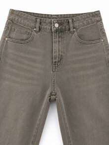 Zerodot Celana Jeans Wanita Model Vintage Wash Denim Potongan Lebar Gaya Retro Kasual Sehari-hari Musim Gugur dan Pra-Musim Gugur - Hijau - View 8