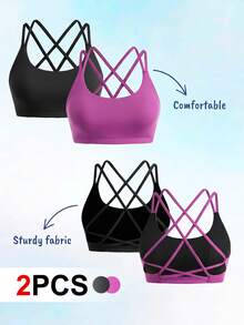SHEIN Cheerettes Women's Solid Color Seamless Sports Bra - Multicolor - View 2