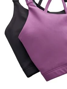 SHEIN Cheerettes Women's Solid Color Seamless Sports Bra - Multicolor - View 5