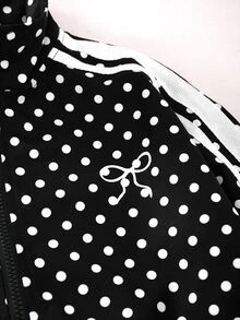 SHEIN 青少年女孩外套，秋季，校園風黑色波點可愛酷女孩 - 黑色 - 查看 6