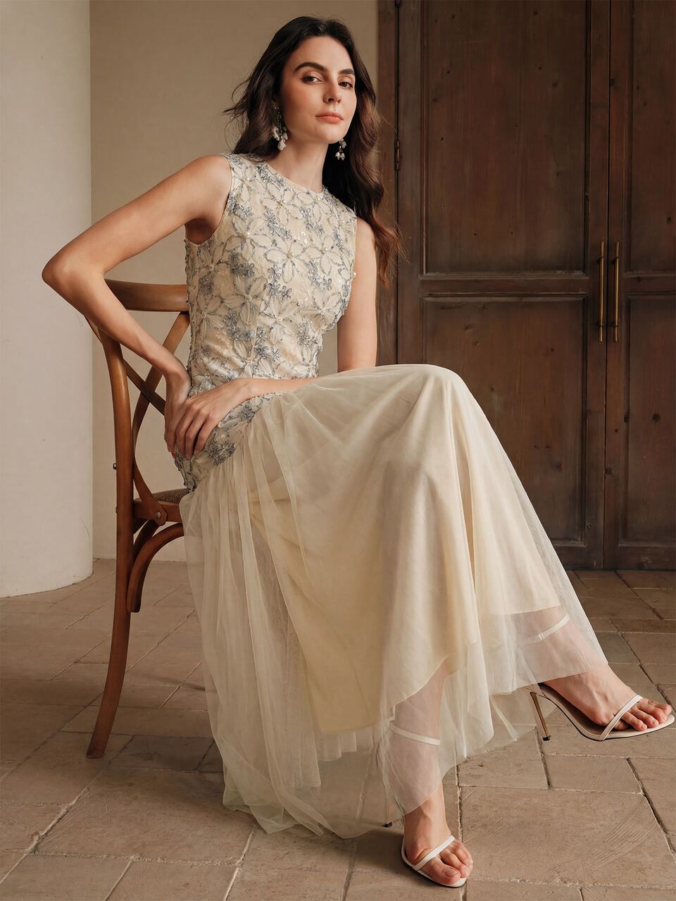 Anewsta Elegant Round Neck Sleeveless Long Dress For Women, New Summer Design